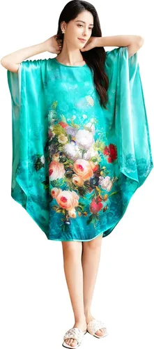 Vista 30 de Pijama de seda 100% para mujer, batas de baño de seda para mujer, batas de kimono de seda, batas de baño con mangas de muñeca, estampado floral