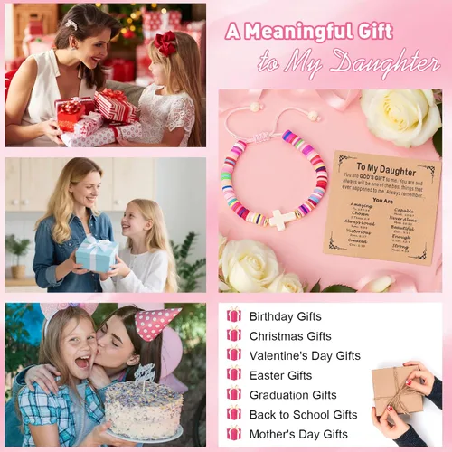 Vista 57 de Regalos navideños para niños, niñas adolescentes, mujeres, linda pulsera de cruz para niñas, regalos de Navidad cristianos para mujeres, ideas