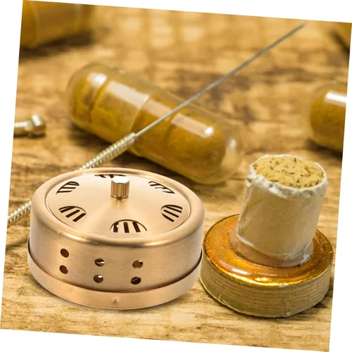 Vista 6 de Healeved Soporte de cobre del palillo de Moxa de la acupuntura sin humo de la caja de Moxibustión para el uso doméstico de la accupresión
