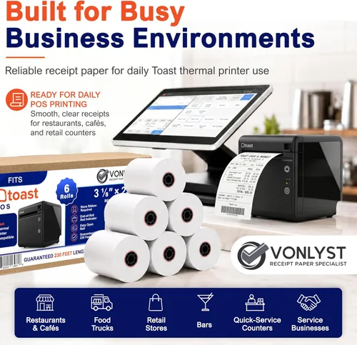 Vista 7 de Rollo de papel para impresora térmica para Toast TP200 Impresora de recibos de punto de venta (6 rollos)