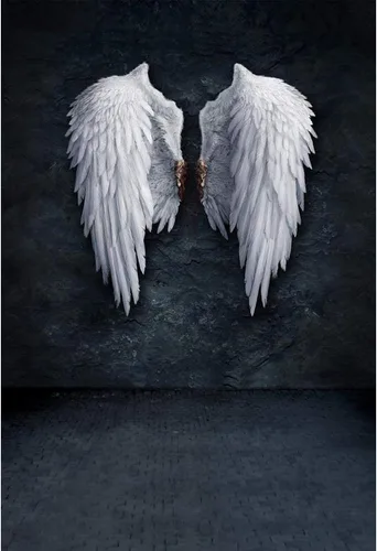 Vista 3 de AOFOTO Fondo de pared de 3 x 5 pies, diseño de alas de ángel, fondo de fotografía de pared para niños, niñas, niños, adultos, retrato artístico