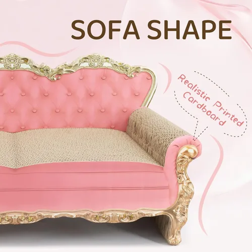 Vista 4 de SONGWAY Cama rascador de cartón para gatos, tabla rascador para gatos en forma de sofá, bonita almohadilla para rascar para gatos de interior que