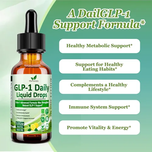 Vista 4 de Gotas líquidas de apoyo GLP-1, fórmula 10 en 1 con berberina, canela de Ceilán, fibra prebiótica y extracto de té verde Apoyo para el metabolismo