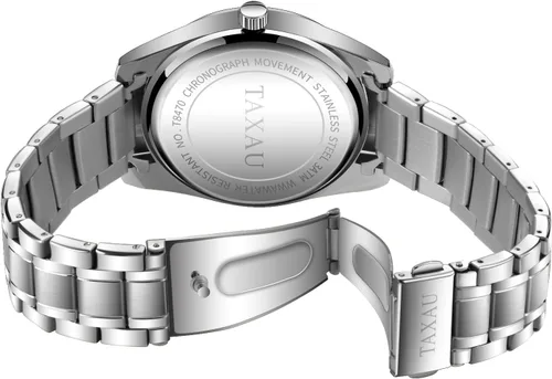 Vista 6 de Taxau Relojes analógicos de cuarzo para hombre, relojes de acero inoxidable con cara grande para hombres, relojes de pulsera para hombre con fecha