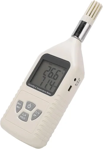 Vista 6 de Hyuduo GM1360A Digital Thermometer Hygrometer Handheld Temperature Humidity Meter with Large LCD Screen Dual Sensors for Factory Lab Warehouse