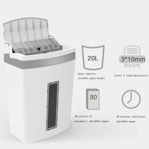 Vista 4 de Trituradora de tarjetas de crédito y papel microcortado de alta seguridad con cesta extraíble