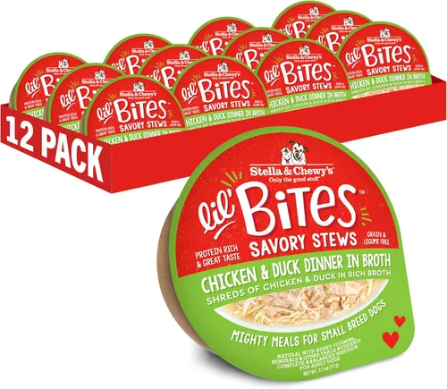Vista 10 de Stella & Chewy's Lil Bites - Guisos salados para razas pequeñas, cena de carne de res y pollo en caldo, tazas de 2.7 onzas (paquete de 12)