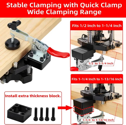 Vista 6 de GOINGMAKE Plantilla de Bisagra Oculta de 3 Ejes Ultra con Guía Extra de Agujero para Tornillo de Bisagra y Abrazadera Rápida, Plantilla de Bisagra