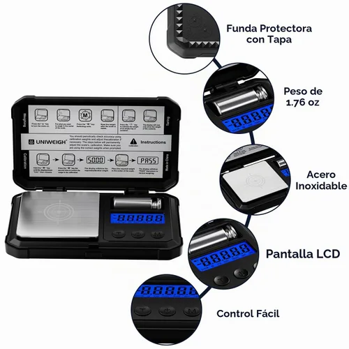 Vista 3 de UNIWEIGH Escala de miligramo 1.76 oz/0.00 oz de alta precisión mg Escala Digital jewelry scale LCD/Tare,6 units,Micro gram scale for