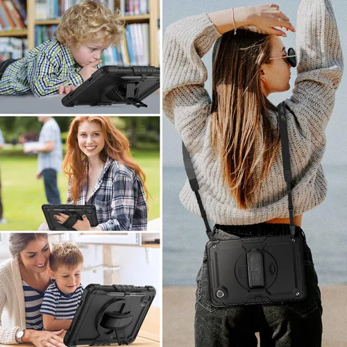 Vista 3 de HXCASEAC Funda para Lenovo Tab One de 8.7 pulgadas (TB-305FU) con protector de pantalla, soporte para bolígrafo, correa de mano, soporte ajustable