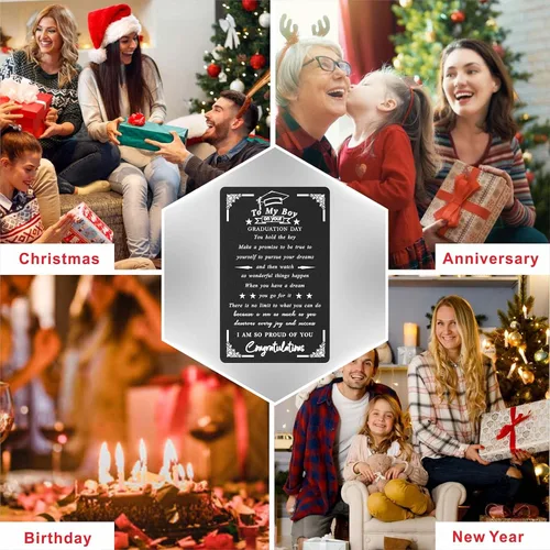 Vista 3 de Levole Regalos de graduación para hombres y niños, tarjeta de felicitación para graduación de hijo, regalo con texto en inglés "I am So Proud of