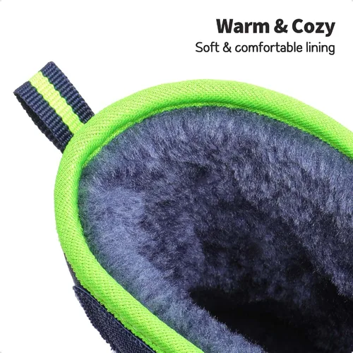 Vista 4 de DREAM PAIRS Botas de nieve para niños y niñas, con ranura de cápsula espacial, con velcro y forro de piel sintética, ligeras, a media pantorrilla