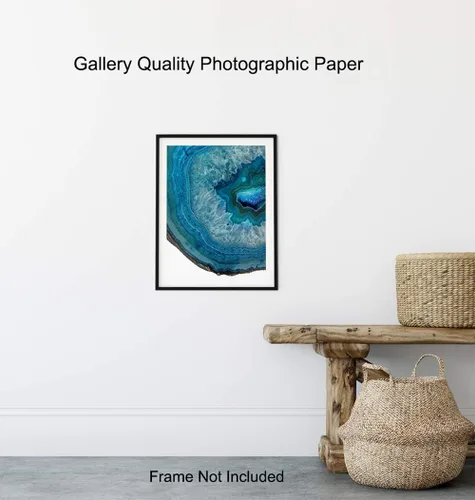 Vista 8 de Impresión artística de pared con piedras preciosas de ágata azul, foto sin marco de 8 x 10 pulgadas, es un gran regalo para coleccionistas de geoda
