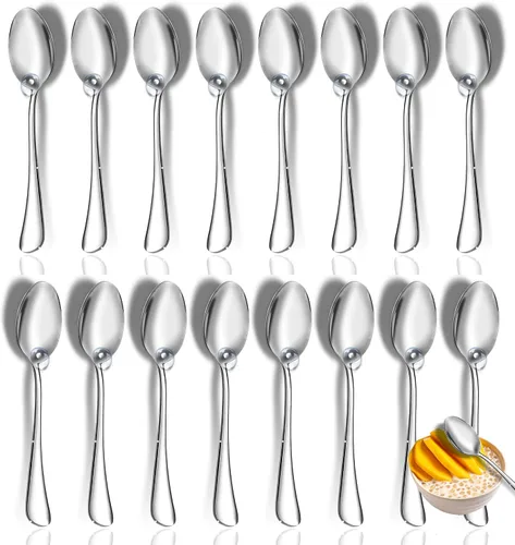 Vista 10 de Juego de cucharaditas, 6 cucharas de 6.7 pulgadas, cucharas de té de acero inoxidable 18/10 de grado alimenticio premium, cuchara de postre