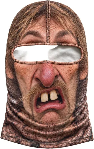 Vista 16 de Máscara de esquí de anciano, divertida y realista, con estampado 3D, para invierno, con cobertura del cuello, diseño envolvente, ajuste cómodo