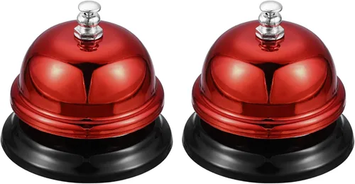 Vista 17 de uxcell Campana de escritorio, campana de cena de 2.56 pulgadas para restaurantes, campana de servicio, azul