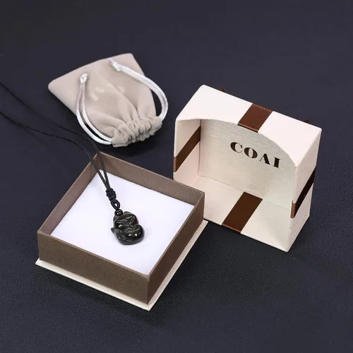 Vista 7 de COAI Collar con colgante de zorro de piedra para hombre y mujer, Piedra, Jaspe
