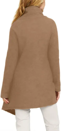Vista 4 de Abrigo de lana con solapa para mujer, asimétrico, manga larga, gabardina de invierno