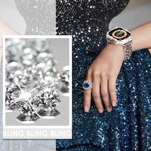 Vista 140 de Surace Bling - Carcasa con protector de pantalla para Apple Watch Series 3, 2, 1 de 1.496 pulgadas