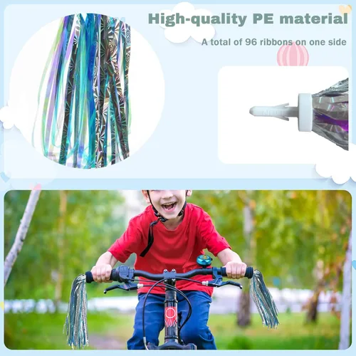 Vista 3 de Campana de bicicleta para niños con 2 piezas de serpentinas de bicicleta para niñas, lindos accesorios para bicicletas de niños Cute Aluminum