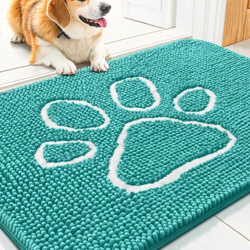 Vista 256 de Smiry Tapete para puerta de perro para patas fangosas, absorbente y Gris y negro
