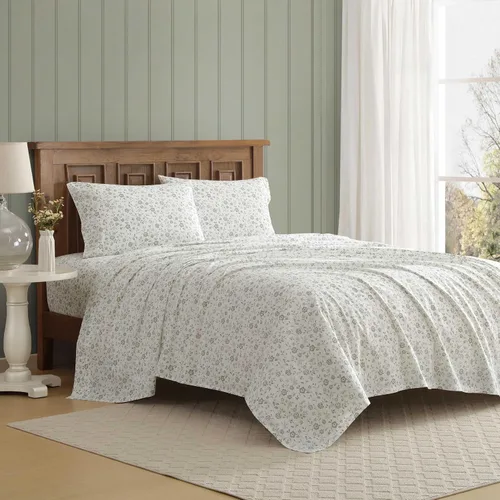 Vista 19 de Laura Ashley - Juego de sábanas individual, ropa de cama de percal de algodón fresca y suave con bolsillos profundos, ligera para comodidad durante