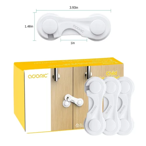 Vista 7 de Adoric Life - Cerraduras de seguridad para niños, paquete de 4 cerraduras de seguridad para bebés, sistema de cocina a prueba de bebés con cinta