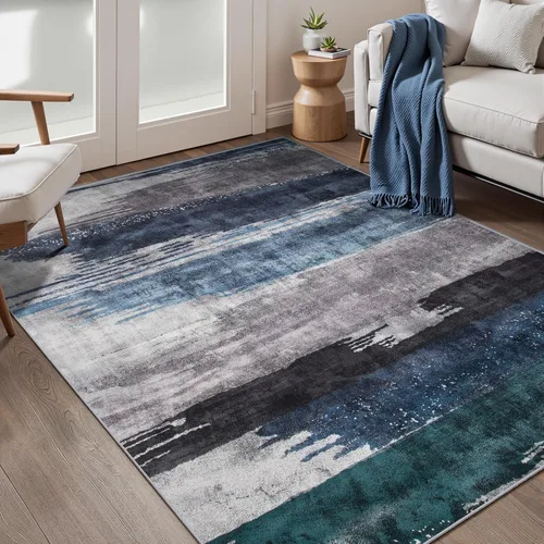 Vista 81 de Ciicool Alfombra moderna abstracta de 2 x 3 pulgadas, lavable, pequeña, antideslizante, de pelo bajo, alfombra de entrada plegable para cocina