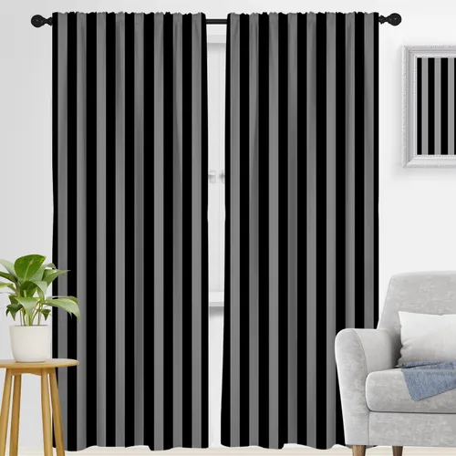 Vista 27 de zokyer Cortinas de ventana a rayas beige crema, modernas rayas verticales de 63 pulgadas de largo, 2 paneles, cortinas bohemias neutras para niños