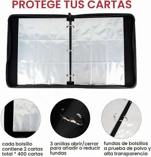 Vista 4 de Álbumes para cartas coleccionables, fundas protectoras para cartas coleccionables, carpeta para tarjetas de 18 bolsillos, estuche para cartas de 900