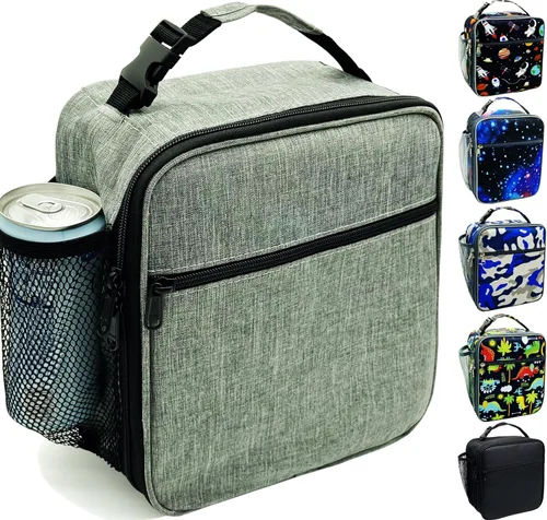 Vista 10 de Kulle - Lonchera para niños, bolsa de astronauta aislada para niños Leakproof Washable Liner,9"x3.5"x10", Front & Mesh Pockets,Reusable for