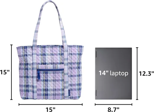 Vista 3 de Vera Bradley Bolso tote Vera de algodón para mujer Amatista Plaid - Algodón Reciclado