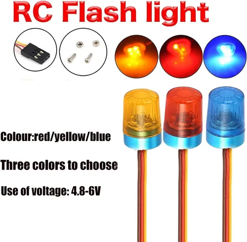 Vista 7 de 2 luces LED ultra brillantes de policía, lámpara estroboscópica de flash giratorio, 5 modos para 1/8 1/10 1/14 RC coche extinción de incendios