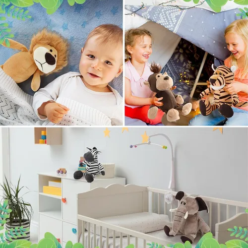 Vista 5 de HyDren Juego de 12 animales de peluche de safari de 8 pulgadas, animales de la selva, para niños y niñas, animales del bosque de felpa, león