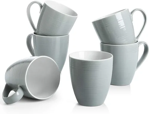 Vista 8 de DOWAN Tazas de Café, Juego de 6 Tazas de Café de 17 Oz, Tazas de Té Onduladas (Marrón)