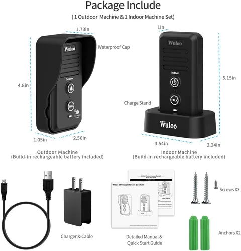 Vista 7 de Timbres de intercomunicador inalámbrico para aula en casa, timbre electrónico impermeable Wuloo con rango de 2640 pies, 3 niveles de volumen