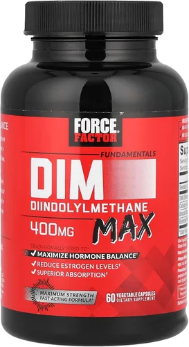 Vista 4 de Force Factor DIM Max DIM Suplemento DIM 400 mg para mujeres y hombres, 60 cápsulas Diindolilmetano, Balance de estrógeno
