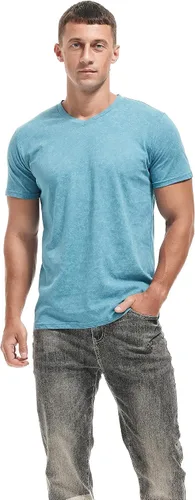 Vista 3 de KLIEGOU Camiseta de cuello redondo para hombre, manga corta, suave, ajustada, tallas S a XXXL