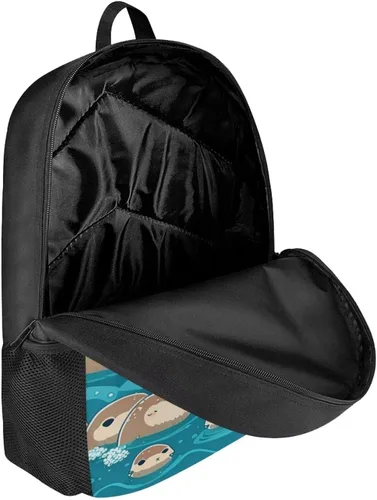 Vista 3 de WELLFLYHOM Mochila para niños de 16 pulgadas, mochila escolar para niñas y niños para 5T-19T, 0 Nutria marina, Mochilas de mochila