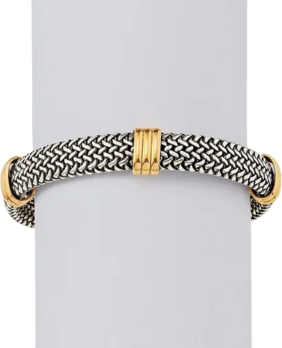Vista 8 de Ross-Simons Italian Sterling Silver and 18kt Bonded Gold Woven Bracelet