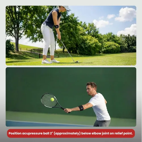 Vista 5 de Correa de soporte para codo, alivio de codo de tenis y codo de golfista, banda de compresión para recuperación de lesiones deportivas