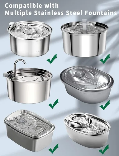 Vista 2 de Filtros de fuente de agua para gatos (4+4), repuesto para 3.2L/108oz (2L/67oz) de acero inoxidable para mascotas, agua de perro, 4 piezas de carbono