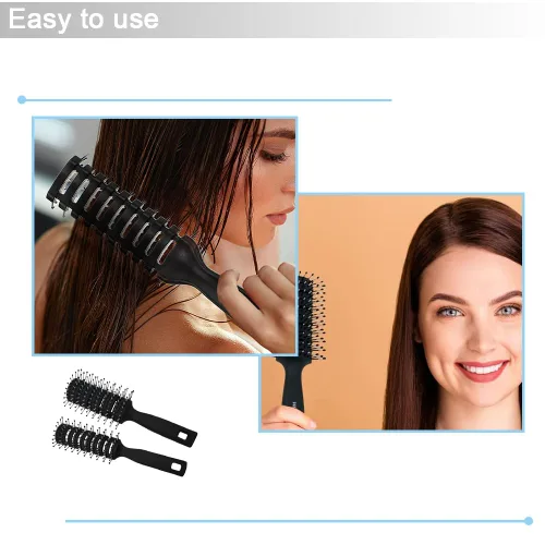 Vista 5 de Cepillo de pelo, 2 piezas de cepillo de ventilación profesional para espalda resbaladiza, cepillo antiestático desenredante para cabello húmedo