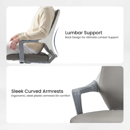 Vista 4 de EUREKA ERGONOMIC Dorian - Silla de oficina ejecutiva con soporte lumbar curvado, silla de escritorio de cuero regenerado con respaldo medio