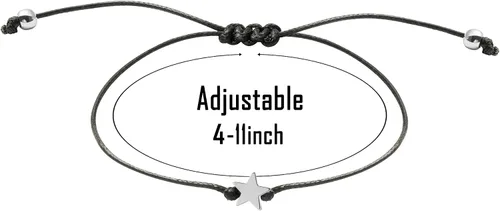Vista 2 de WATINC Pulsera de deseos de 7 cumpleaños, pulseras ajustables de cordón de estrella con tarjetas de deseos, pulsera simple hecha a mano, regalo