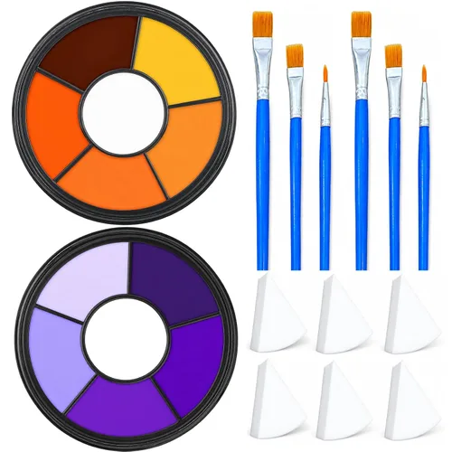 Vista 8 de Paleta de pintura corporal de cara azul Maquillaje de Halloween Kit de Maquillaje H Blue