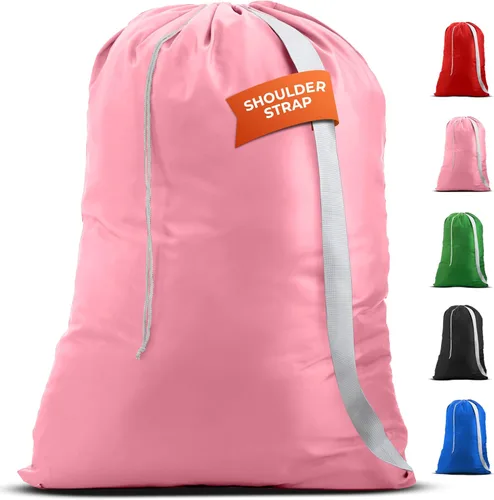 Vista 9 de Bolsa de lavandería Handy Laundry con correa de hombro - Cierre de cordón con bloqueo, material duradero, gran capacidad, costuras resistentes