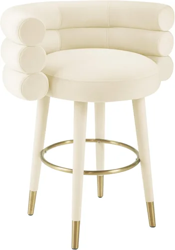 Vista 8 de Tov Furniture Betty - Taburete tapizado de terciopelo con patas de punta dorada (negro)
