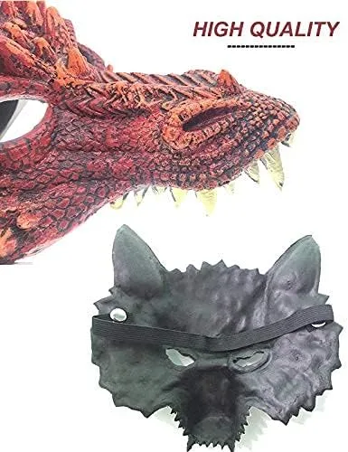 Vista 6 de Alodidae Máscara de dragón 3D, disfraz de fiesta de Halloween, cosplay para adultos y hombres, máscaras de media cara de animales aterradores