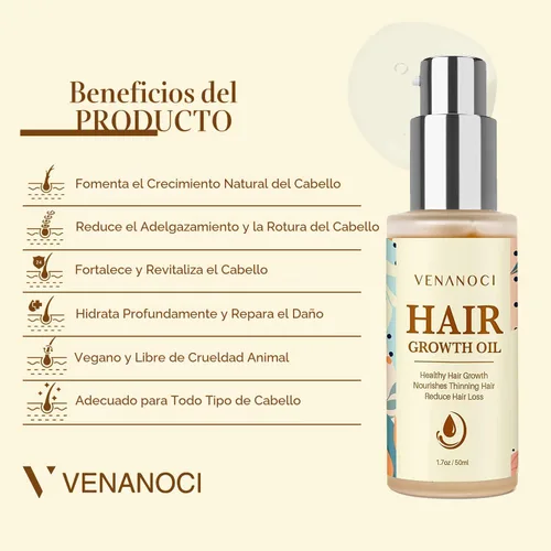 Vista 3 de Aceite para el crecimiento del cabello con romero y biotina: suero natural para el crecimiento del cabello para mujeres y hombres - Tratamiento anti